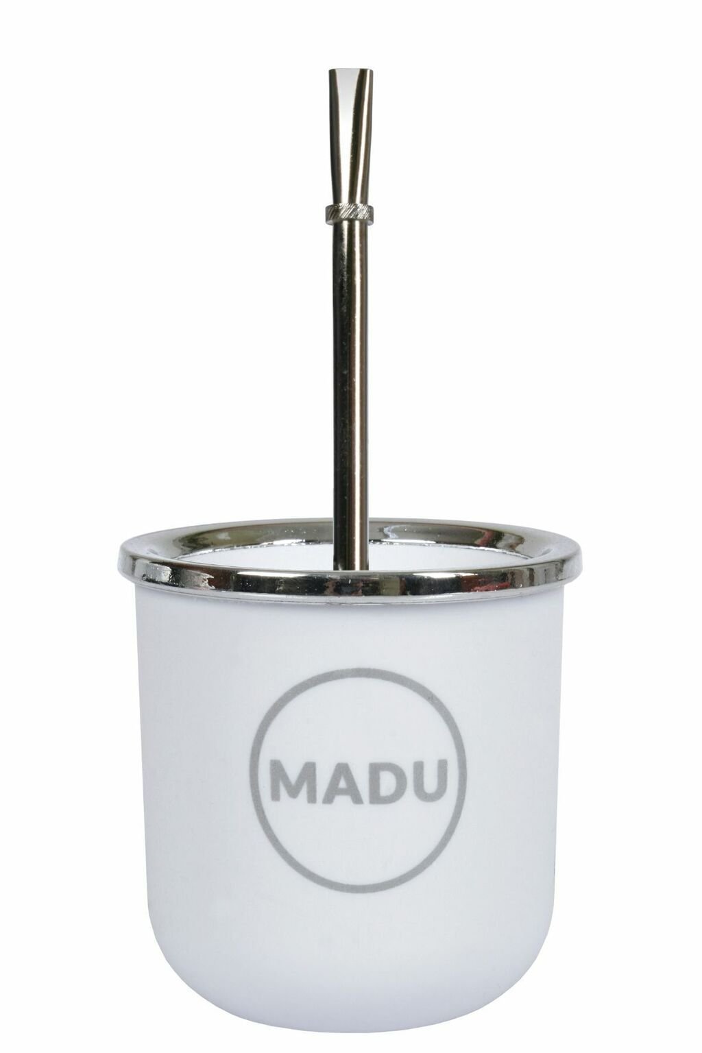 Mate Baires Blanco Térmico Doble Pared Con Bombilla Niquelada Madu