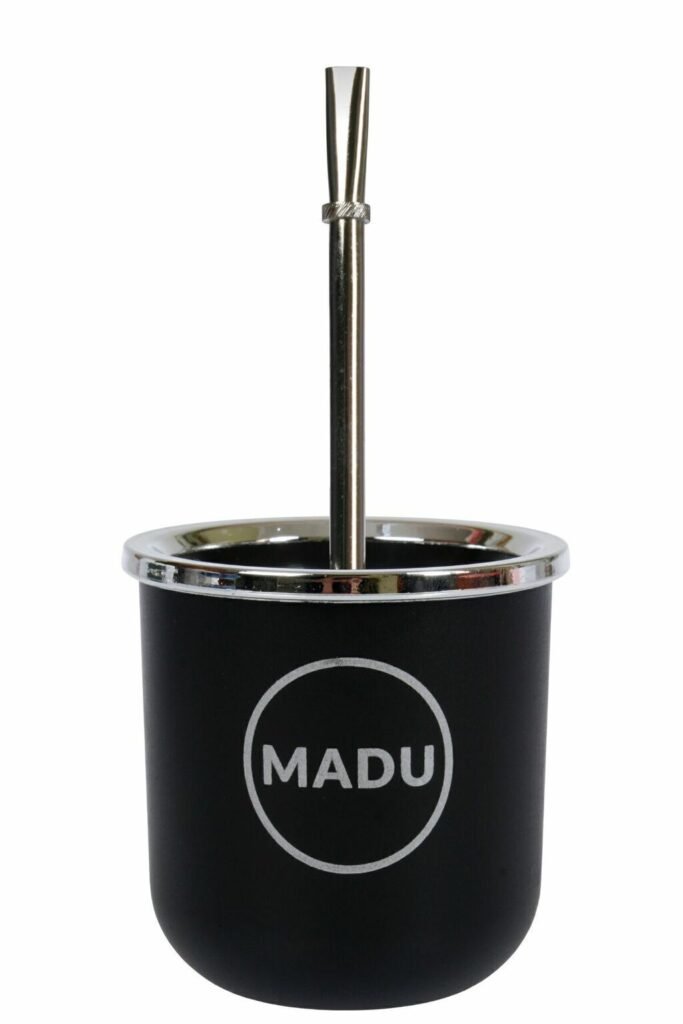 Mate Baires Blanco Térmico Doble Pared Con Bombilla Niquelada Madu