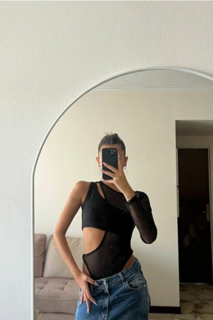 Body Cody Top Microtul Negro Mujer Transparente