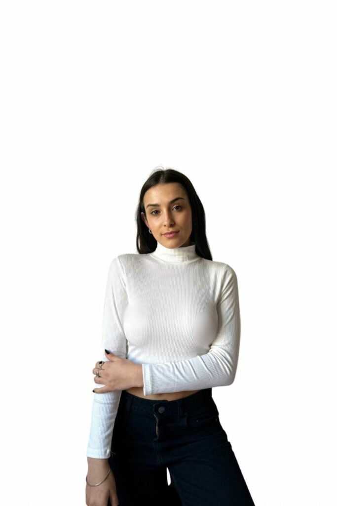 Camiseta Manga Larga Cuello Alto Morley Básica Casual Mujer