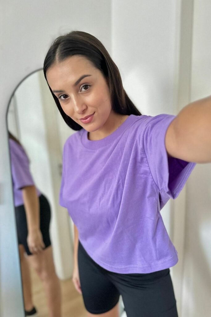 Remera Overzise Boxy Crop Top Aesthetic Corta Lila