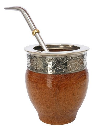 Mate Imperial Algarrobo Virola Alpaca Artesanal Grabado