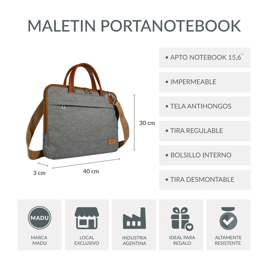 Maletin Porta Notebook 15.6 Organizador Impermeable Rojo