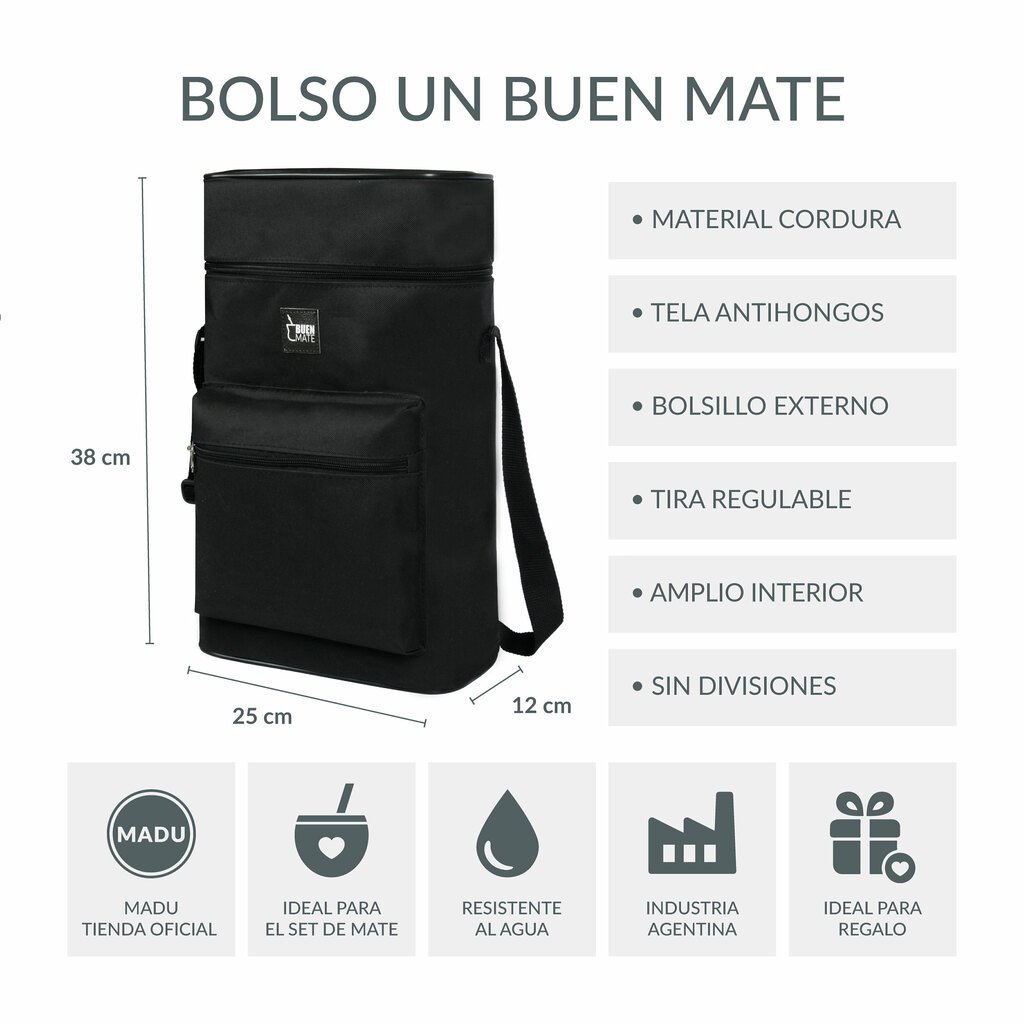 Bolso Matero Un Buen Mate Porta Termo 1.9l Cordura Verde