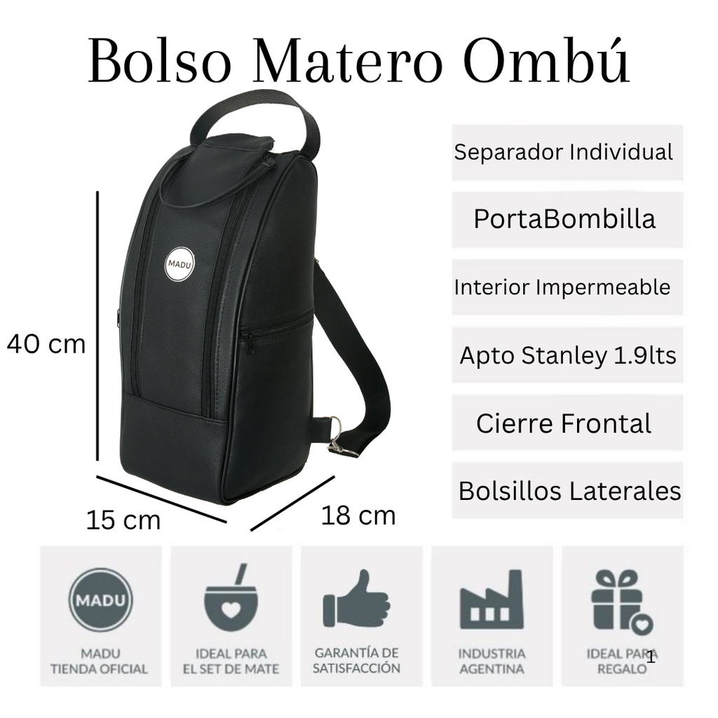 Bolso Matero Impermeable Ombú Morral Porta Termo Mate Madu