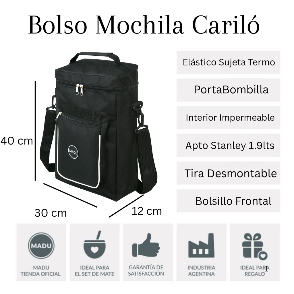 Mochila Matera Cariló Bolso Porta Mate Termo Stanley Madu