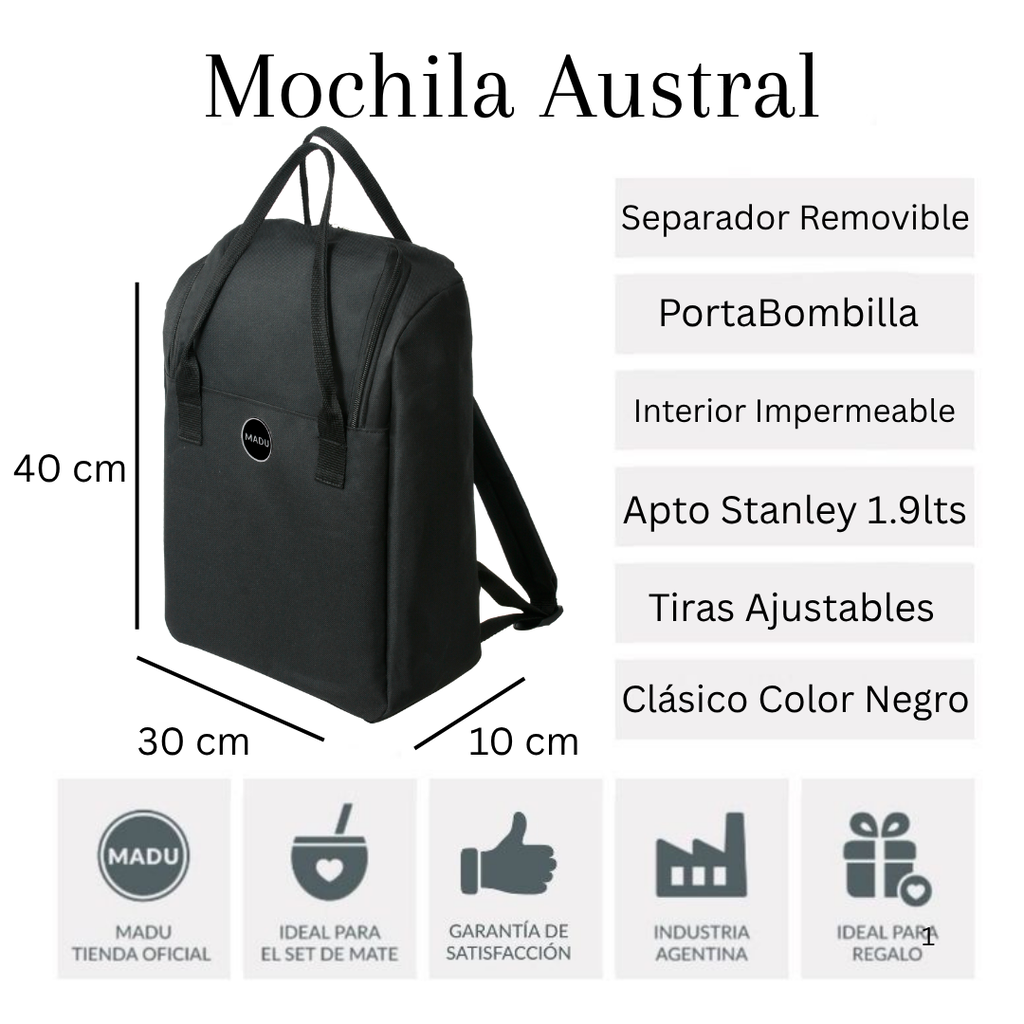 Set Matero Impermeable Mochila Matera Yerbag Azucarera Madu