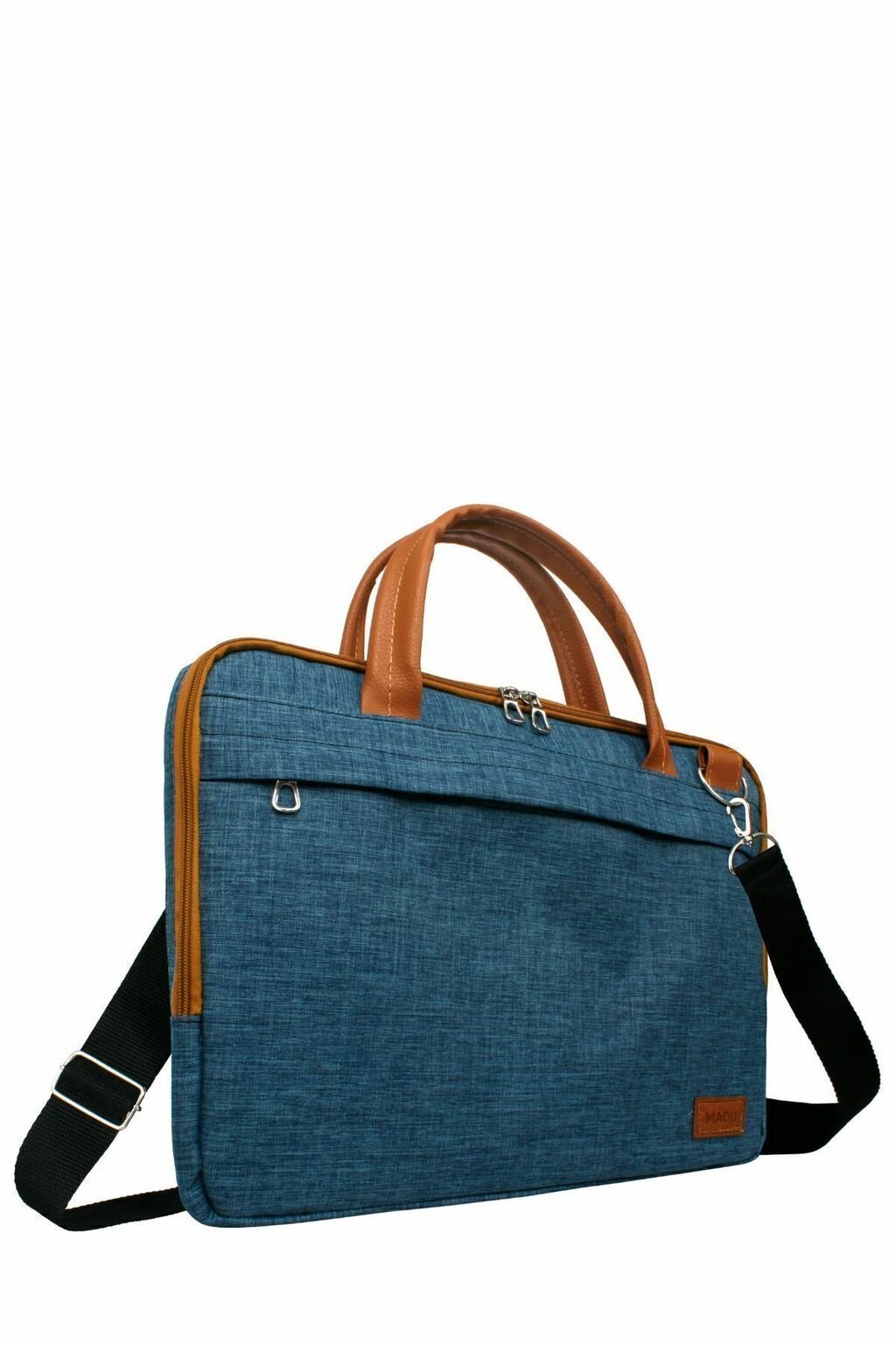 Maletín porta notebook azul con organizador para laptops de hasta 15.6 pulgadas.