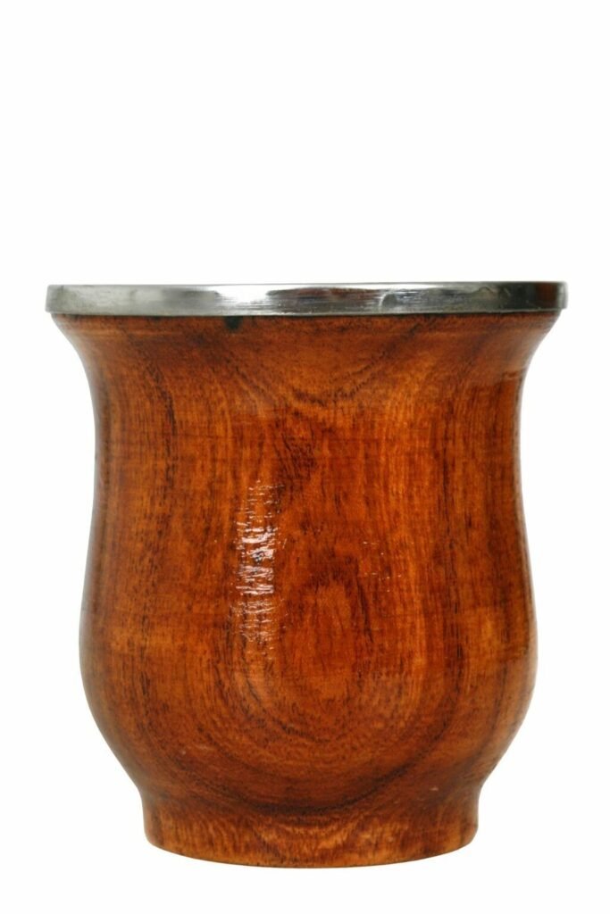 Mate De Madera Algarrobo Artesanal Virola Acero Madu Color Marrón