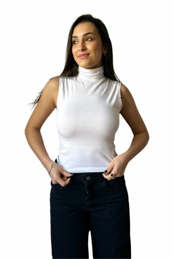 Camiseta Musculosa Polera Lisa Sin Manga Blanca Casual Mujer