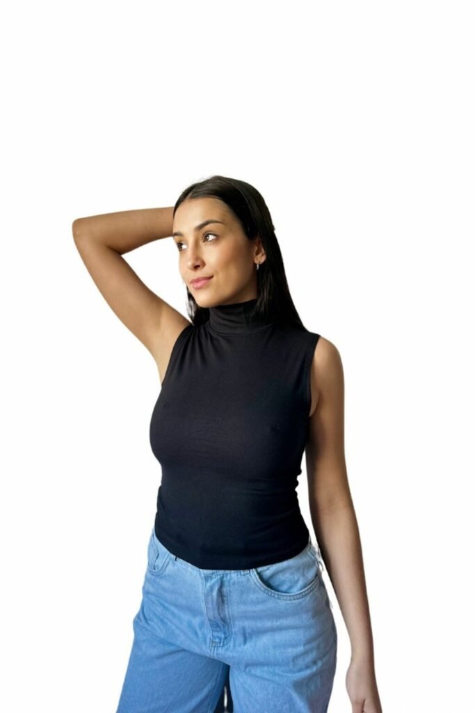Camiseta Musculosa Polera Lisa Sin Mangas Negra Casual Mujer