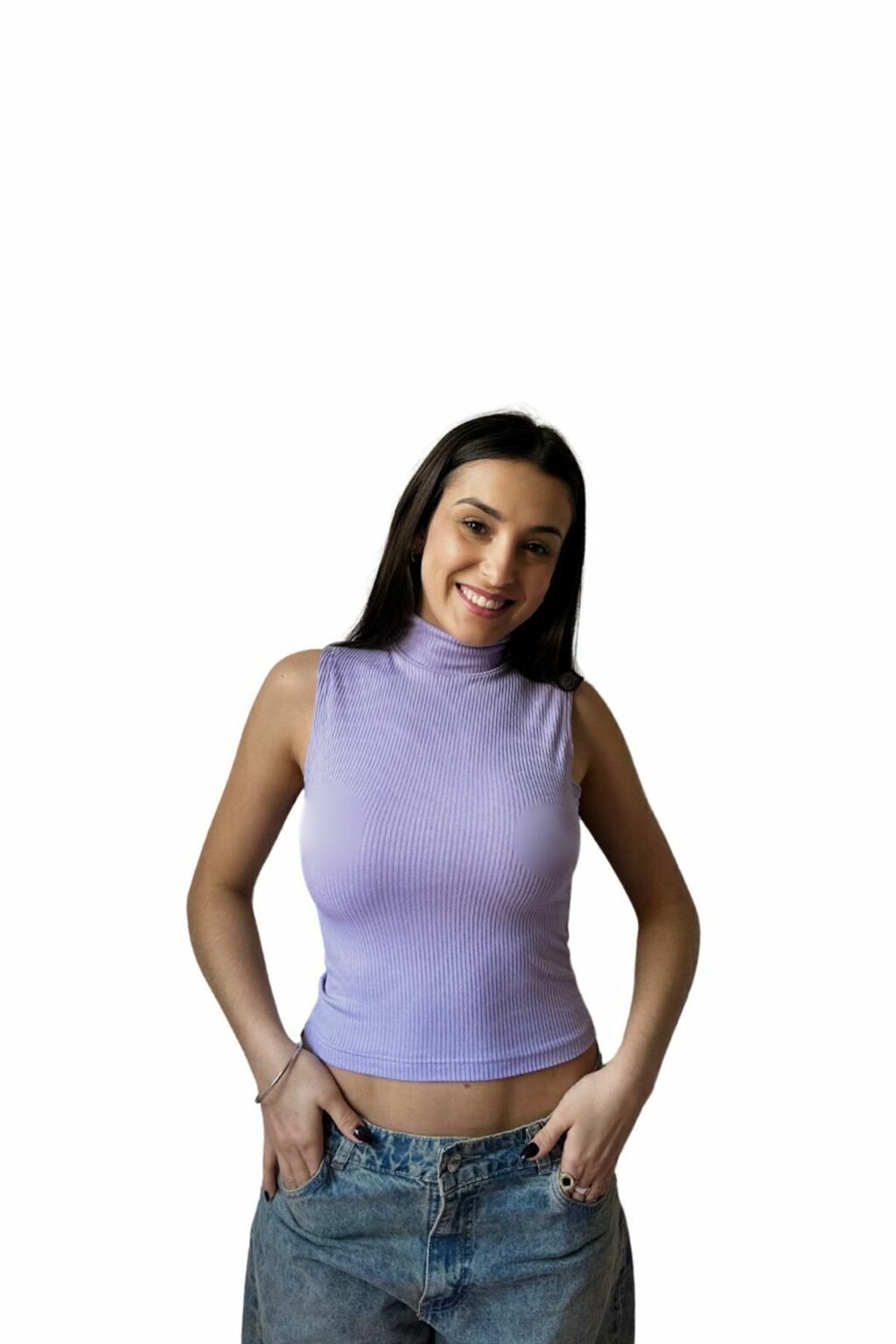 Musculosa Morley Cuello Alto Básica Casual Moda Mujer