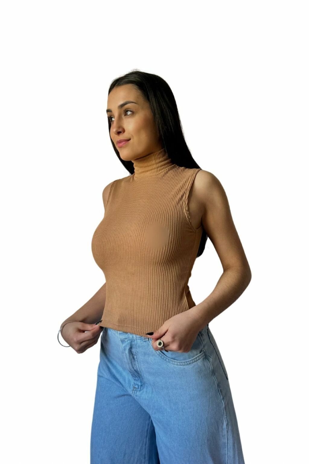 Musculosa Morley Cuello Alto Básica Casual Moda Mujer