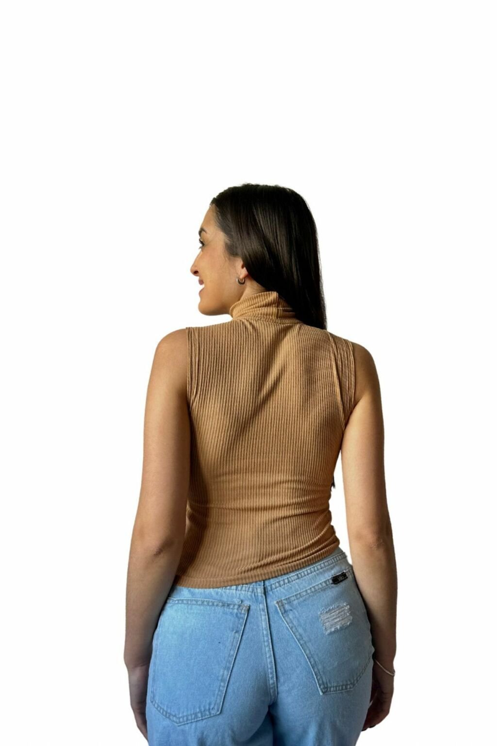 Musculosa Morley Cuello Alto Básica Marron Casual Moda Mujer