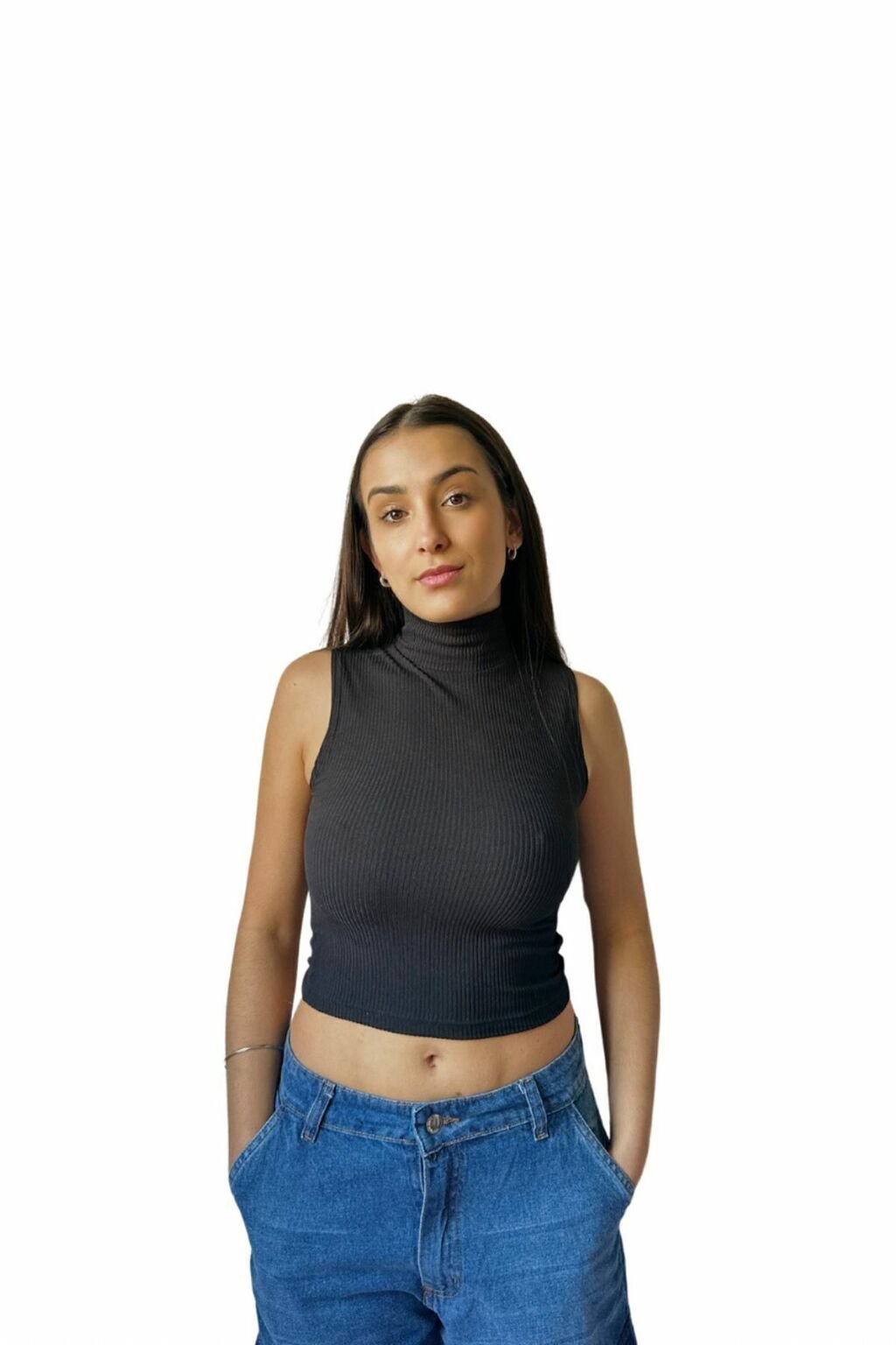 Musculosa Morley Cuello Alto Básica Casual Moda Mujer