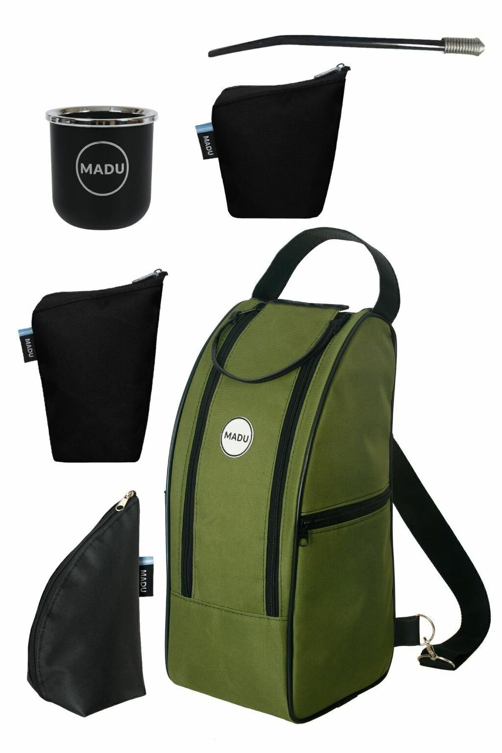 Set de matero completo con bolso, azucarera, bombilla y accesorios para mate Madu.