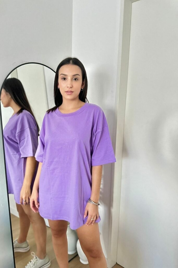 Remera Oversize Liso Amplia 100% Algodon Premium Lila