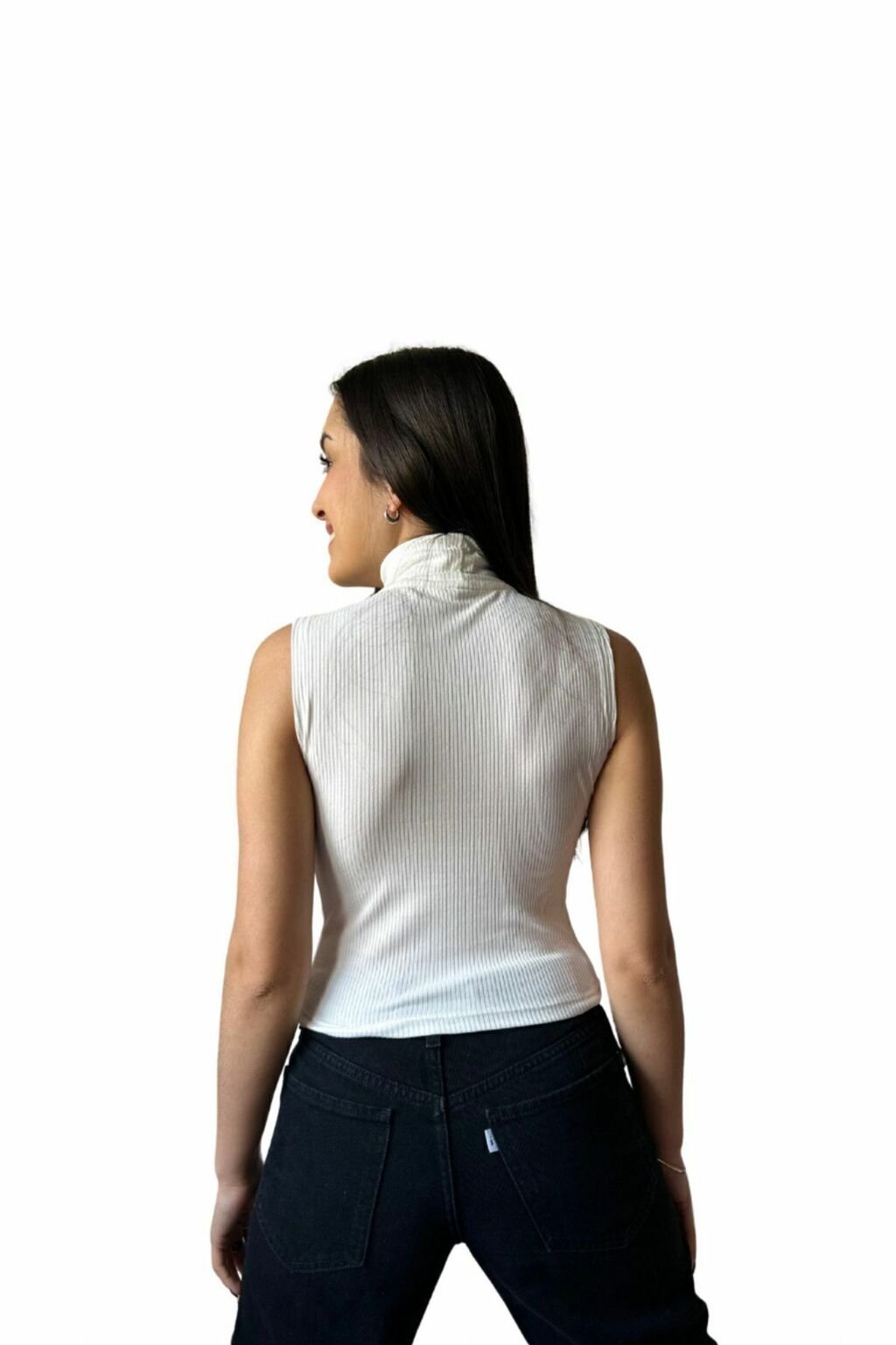 Musculosa Morley Cuello Alto Básica Blanca Casual Moda Mujer
