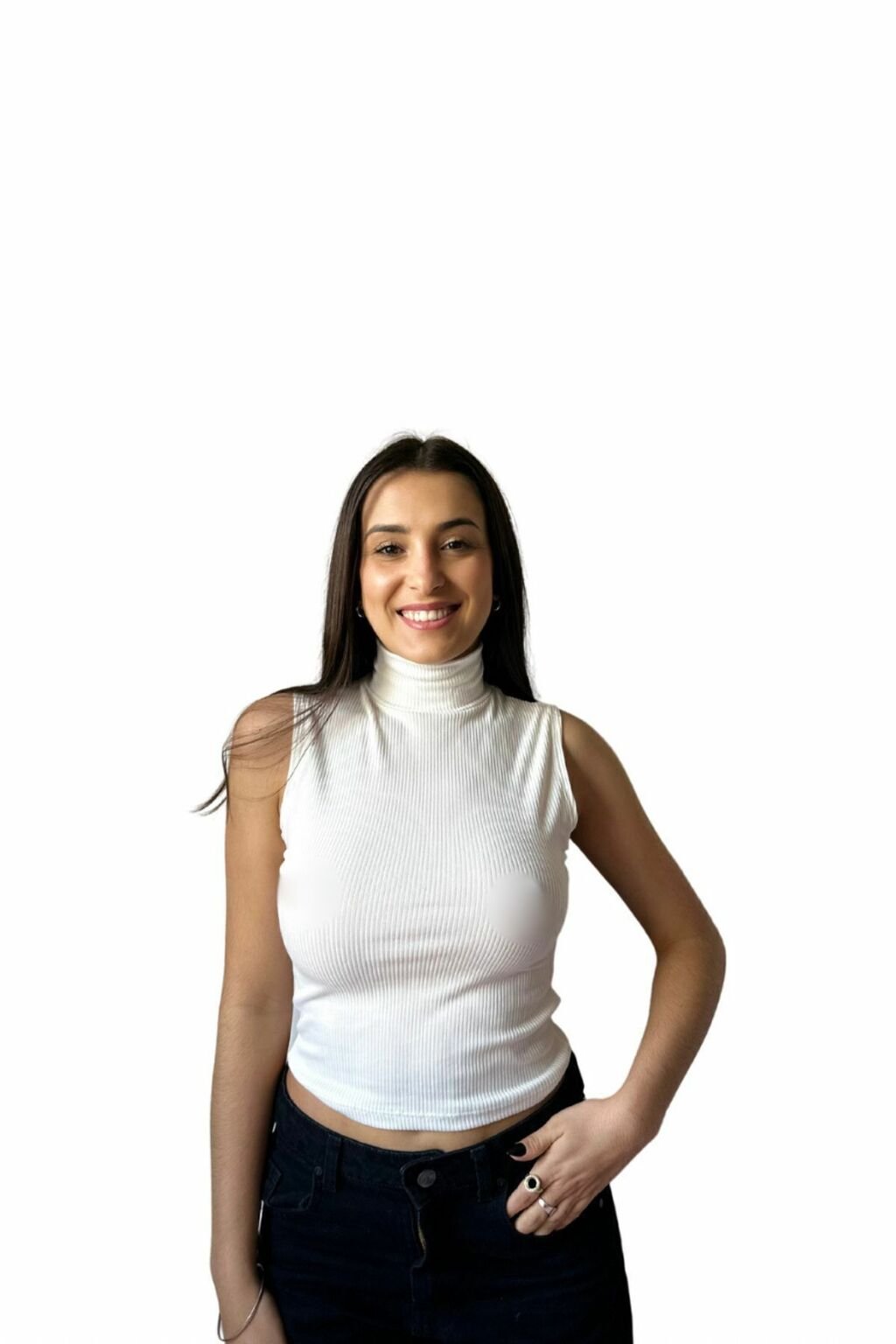 Musculosa Morley Cuello Alto Básica Blanca Casual Moda Mujer