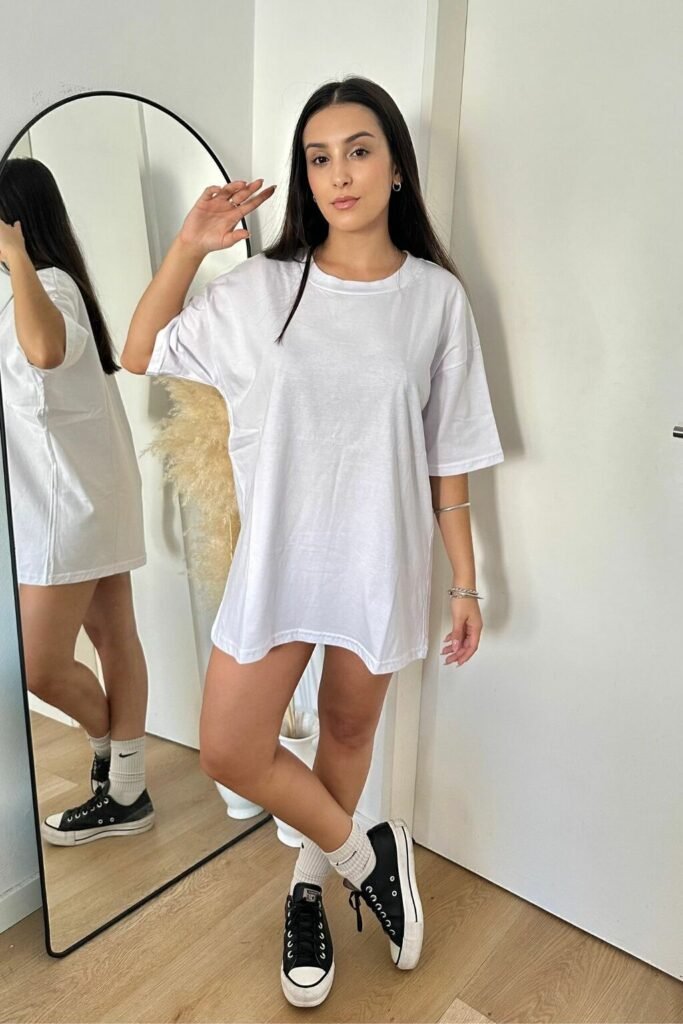 Remera Oversize Liso Amplia 100% Algodon Premium Blanca