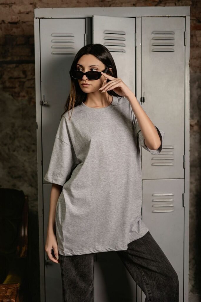 Remera Oversize Liso Amplia 100% Algodon Premium Gris