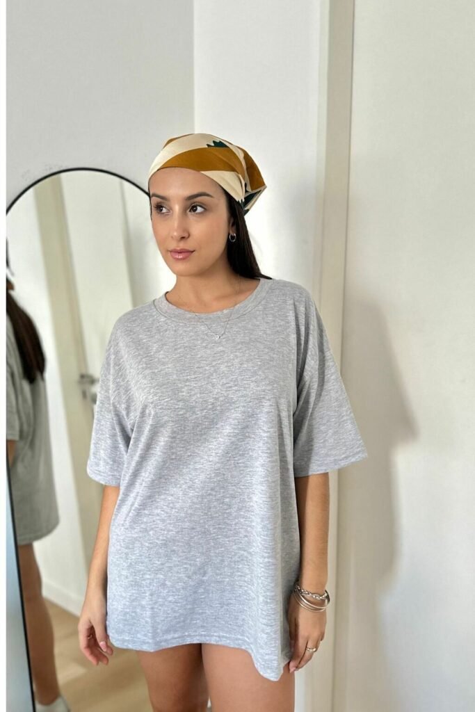Remera Oversize Liso Amplia 100% Algodon Premium Gris