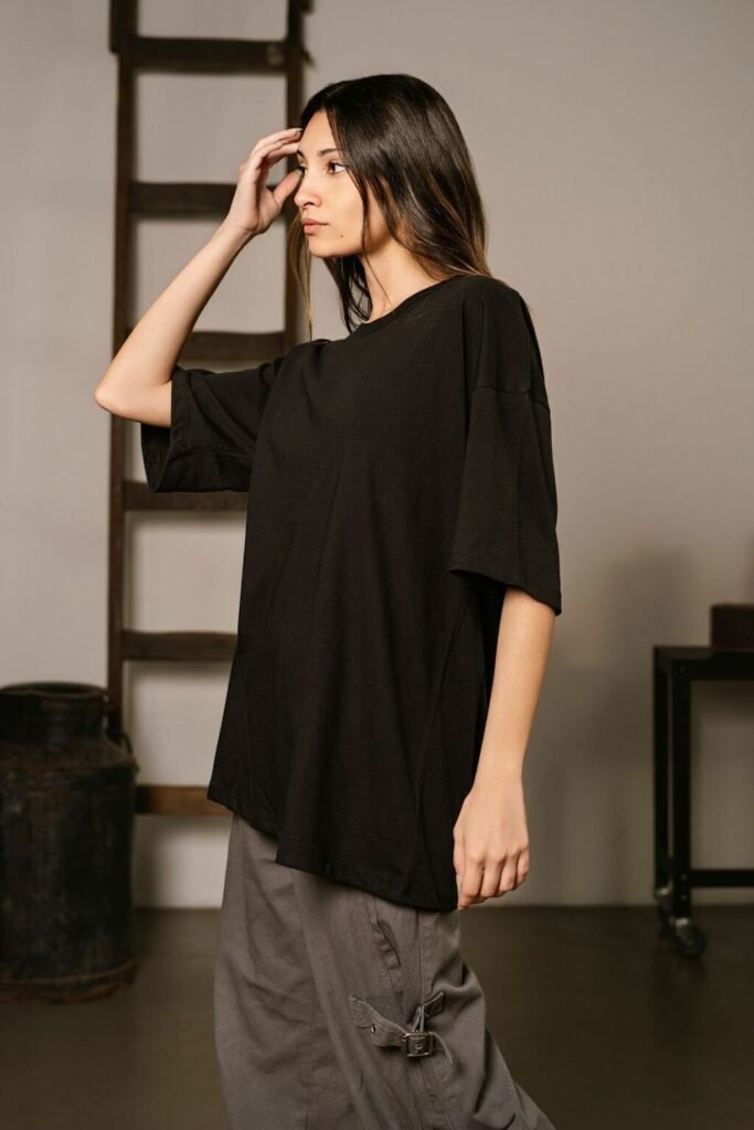 Remera Oversize Liso Amplia 100% Algodon Premium Negro