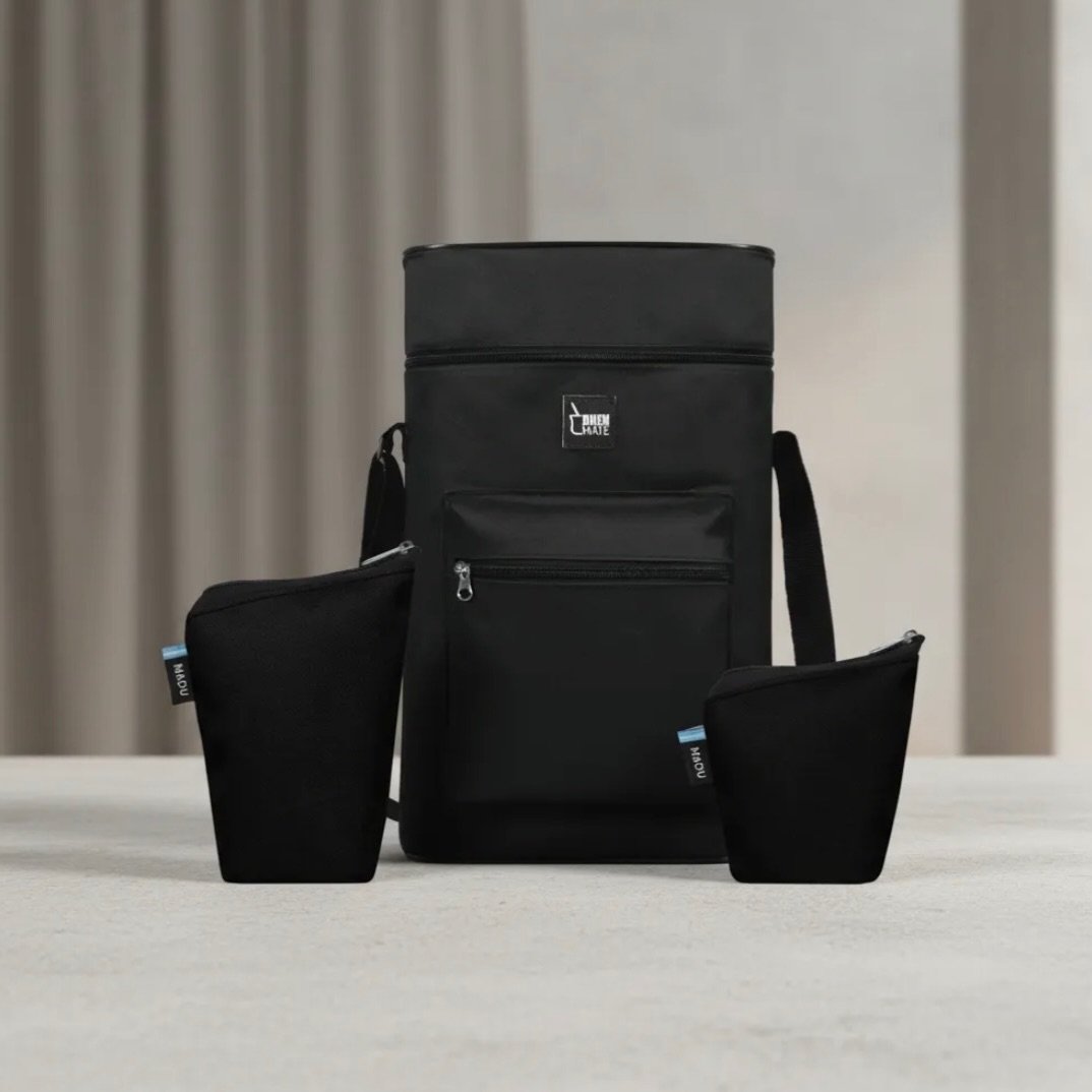 Set bolso matero Madu con estuches para yerba y azúcar