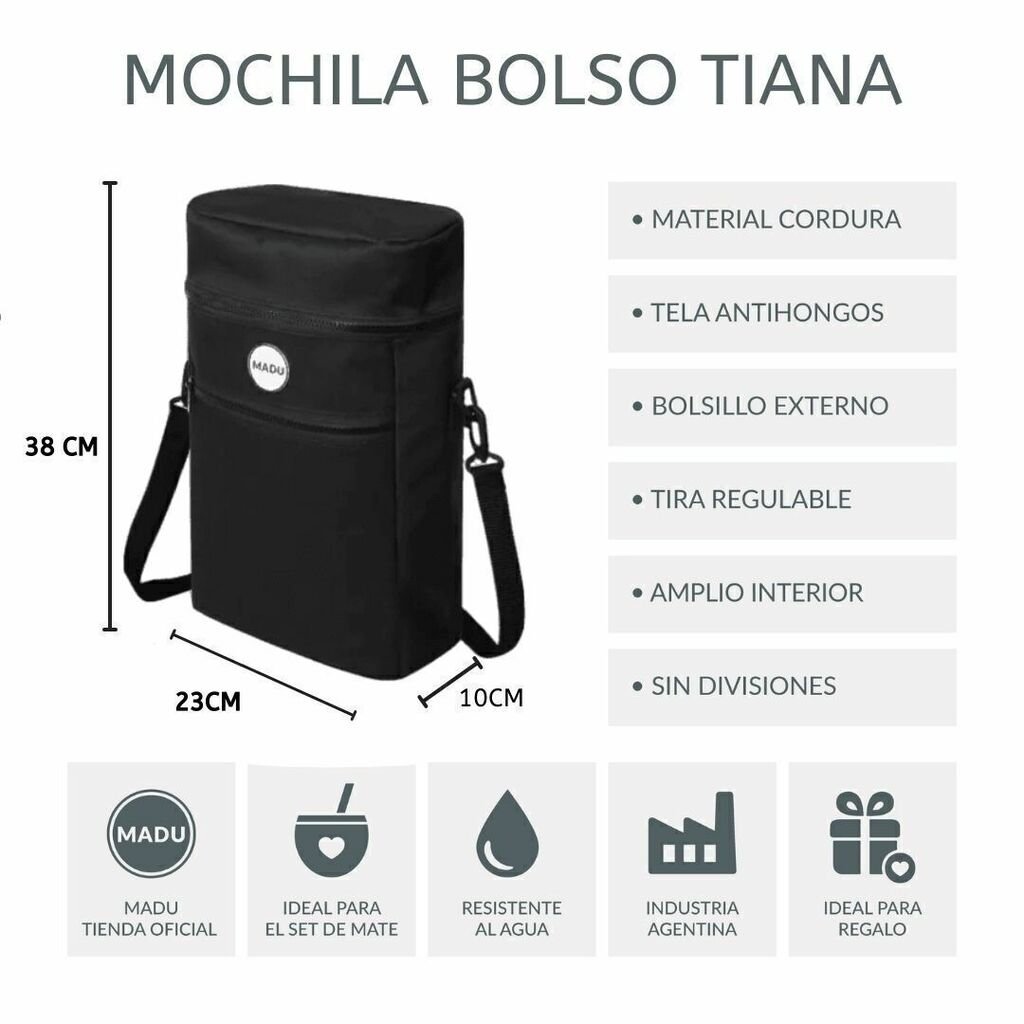 Mochila Bolso Matero 2 En 1 Porta Termo 1.4l Tiana Verde