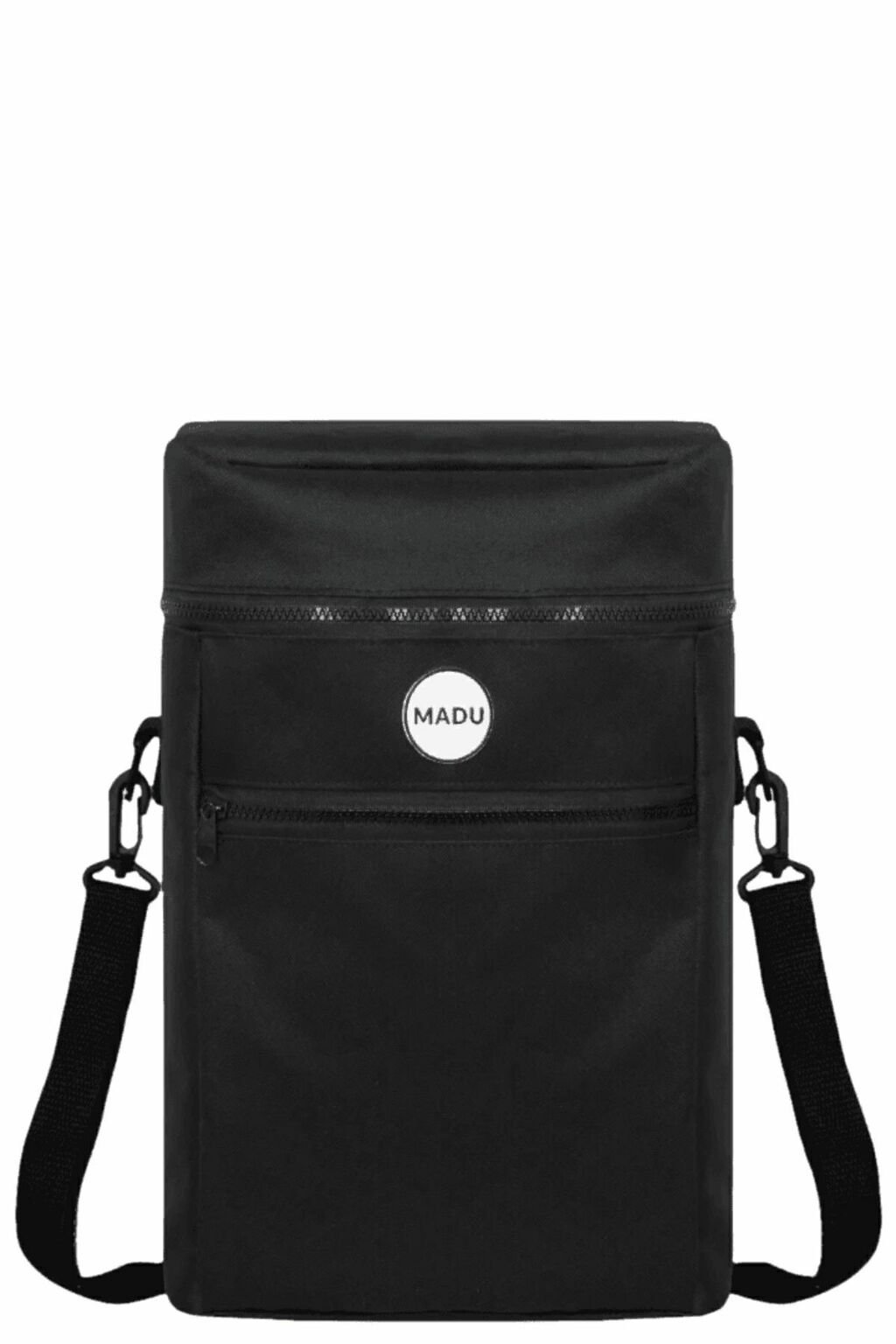 Mochila bolso matero 2 en 1 color negro con logo MADU y correa ajustable