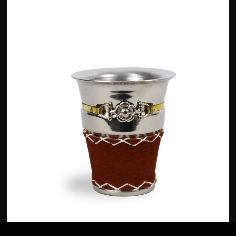 Mate Iron Doble Capa Acero Cuero Carpincho