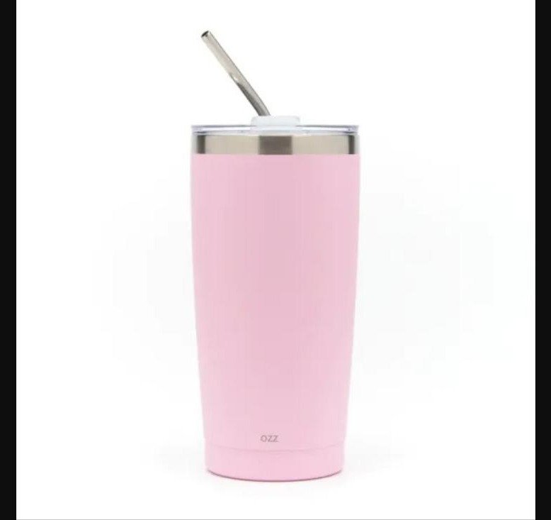 Vaso Termico con Tapa y Sorbete 590 ML Rosa
