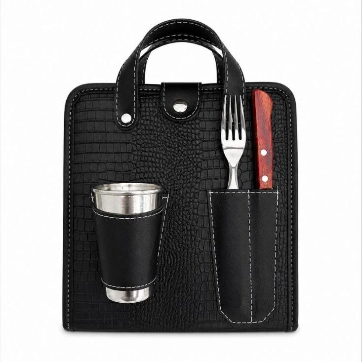SET de Asado con Vaso y Cubiertos Tramontina Croc Negro