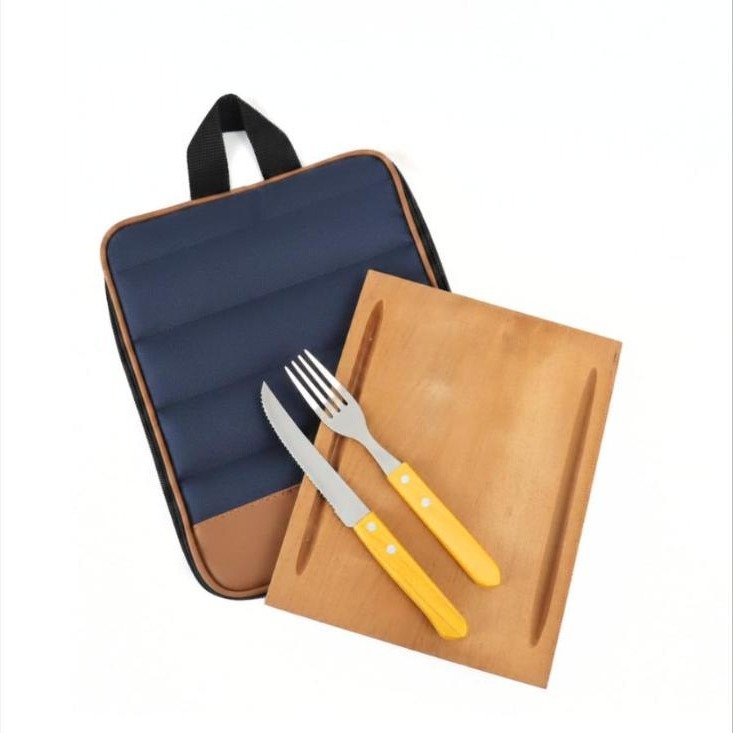 SET de Asado Estuche Cordura Azul con Cuchillo y Tenedor