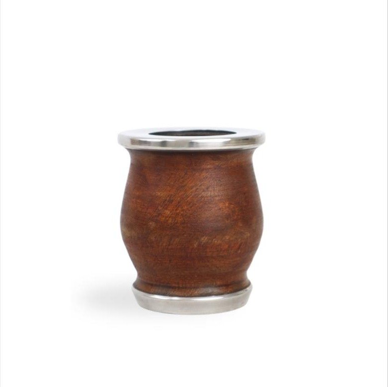 Mate Boca Plana Acero Algarrobo C/F